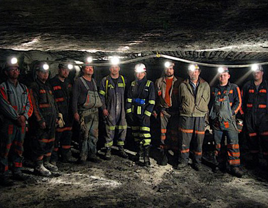 Photo: Diane Sawyer meets up with a group of miners working three-and-a-half miles inside the belly of the mountain.