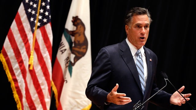 Mitt Romney speaks to reporters about the secretly taped video from one of his campaign fundraising events.
