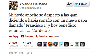 PHOTO: A tweet from February 11th in which someone dreamt the new Pope's name.