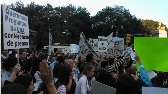 PHOTO: Signs at the protest against Cristina Fernandez de Kirchner.