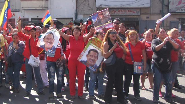 PHOTO: After news of Hugo Chavez´s return to Venezuela broke out, some of his supporters gathered in front of the Carlos Arvelo Military Hospital in Caracas. Chavez will continue treatment in a secluded area of the hospital.