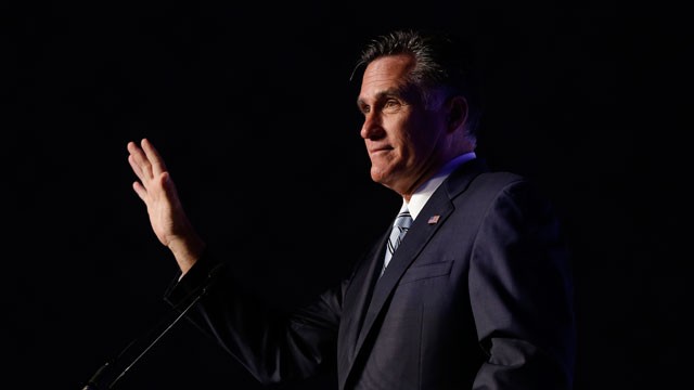 PHOTO:&nbsp;Mitt Romney addresses the U.S. Hispanic Chamber of Commerce in Los Angeles, Monday, Sept. 17, 2012. He endorsed immigration hardliner Steve King in early September.