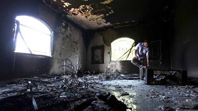 PHOTO:&nbsp;In this Sept. 13, 2012 file photo, a Libyan man investigates the inside of the U.S. Consulate, after an attack that killed four Americans, including Ambassador Chris Stevens on the night of Tuesday, Sept. 11, 2012, in Benghazi, Libya.