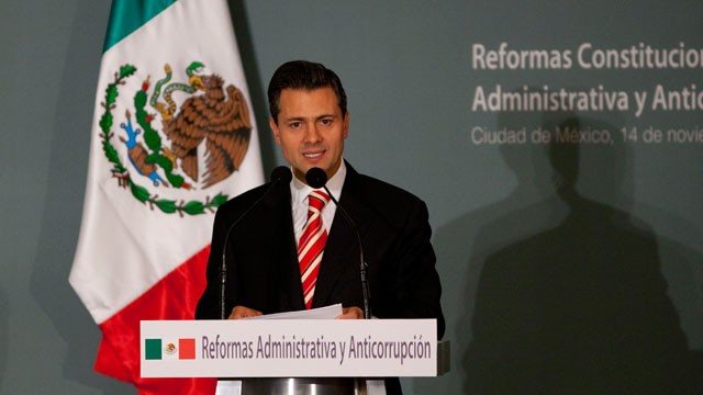 PHOTO:&nbsp;Mexico's President-elect Enrique Pena Nieto delivers a speech during an event in Mexico City, Wednesday, Nov. 14, 2012.