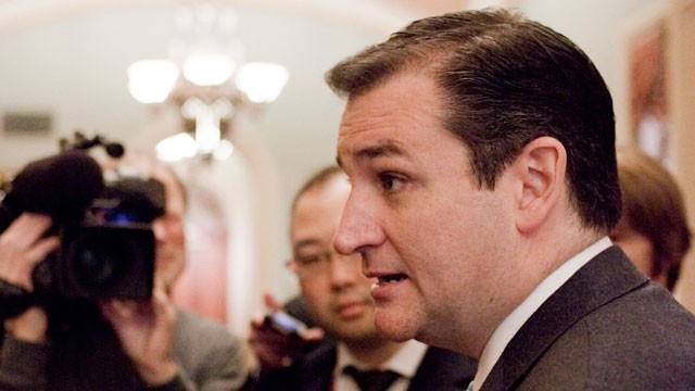 PHOTO: This Nov. 13, 2012 file photo shows Senator-elect Ted Cruz (R-Texas) speaking to reporters on Capitol Hill in Washington.