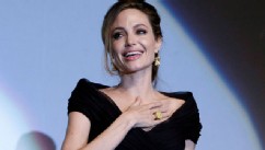 PHOTO:&nbsp;Angelina Jolie addressing the audience after premiere of her movie, "In the Land of Blood and Honey," in Sarajevo, Bosnia.