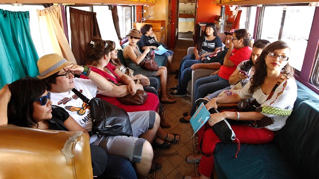 PHOTO: Undocumented immigrants boarded a bus, with the words painted in Spanish and English