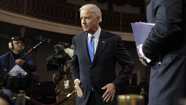 PHOTO: Vice President Joe Biden leaves the Old Senate Chamber on Capitol Hill in Washington, Thursday, Jan. 3, 2013, after participating in mock swearing-in ceremonies for senators as the 113th Congress began.