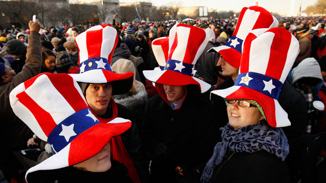 PHOTO: President Barack Obama supporters wait on the National Mall in Washington.