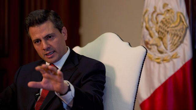 PHOTO: Enrique&nbsp;Pe&ntilde;a&nbsp;Nieto speaks during an interview with The Associated Press at the Los Pinos presidential residence in Mexico City, Monday, Dec. 10, 2012.