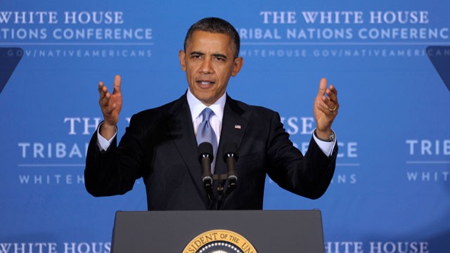 PHOTO:&nbsp;President Barack Obama speaks at the 2012 Tribal Nations Conference, Wednesday, Dec. 5, 2012, in Washington. Tribal leaders are concerned about the possibility of deep spending cuts to avoid the "fiscal cliff."
