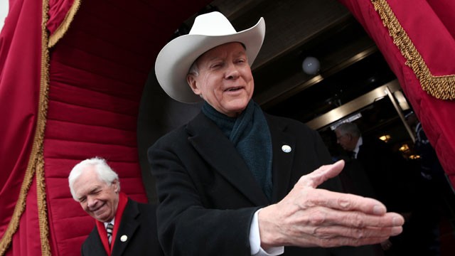 PHOTO: Sen. Orrin Hatch, R-Utah reaches out to shake a hand on the West Front of the Capitol in Washington, Monday, Jan. 21, 2013, as he arrives for the ceremonial swearing-in ceremony for President Barack Obama during the 57th Presidential Inauguration.
