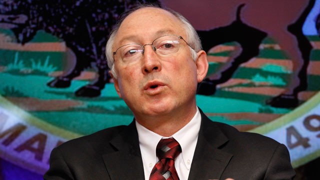 PHOTO: FILE - In this March 9 2009 file photo, Interior Secretary Ken Salazar gestures during an interview with The Associated Press in Washington. Salazar will leave the Obama administration in March, an Obama administration official said Wednesday.