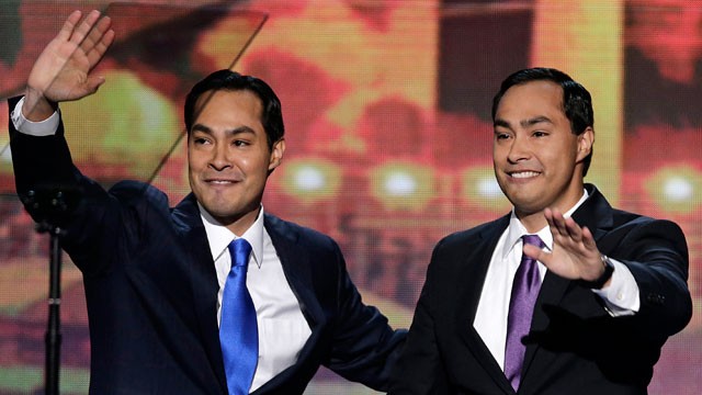 PHOTO:&nbsp;In this Sept. 4, 2012 file photo, San Antonio Mayor Julian Castro and his brother Joaquin Castro, right, wave to the Democratic National Convention in Charlotte, N.C. Republicans have had only halting success recruiting future Latino leaders.