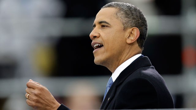 PHOTO: President Barack Obama delivers his Inaugural address at the ceremonial swearing-in at the U.S. Capitol.