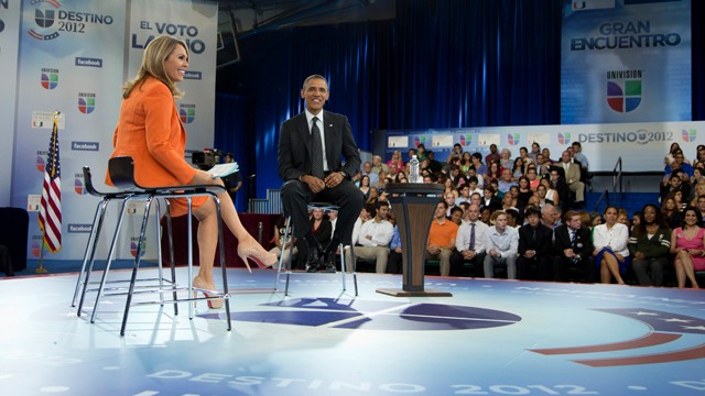 PHOTO: President Obama appeared on Univision to talk about issues of importance to Latino voters