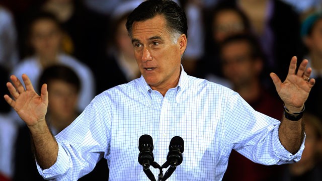 Republican presidential candidate and former Massachusetts Gov. Mitt Romney speaks at a campaign event at Avon Lake High School Monday, Oct. 29, 2012, in Avon Lake, Ohio.