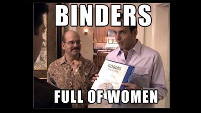 The meme "binders full of women" took off.
