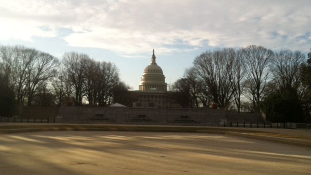 PHOTO: The Capitol appears in the morning light on Inauguration Day.