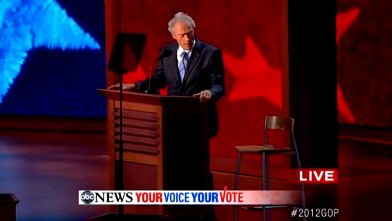 Clint Eastwood talks to a chair