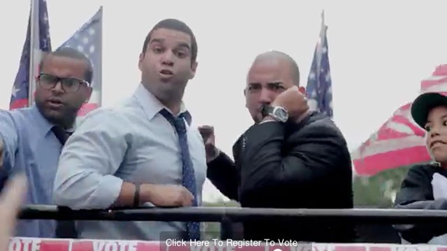 PHOTO:&nbsp;Michael Diaz and Oscar Martinez of the comedy duo "Juan Bago and O" urge people to vote in a new parody.