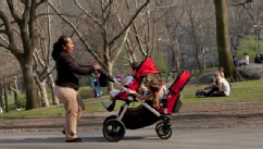 PHOTO: A nanny pushes a stroller in New York City's Central Park, just blocks away from the residence where Felicitas del Carmen Villanueva Garnica  (not pictured) says she was subject to 
