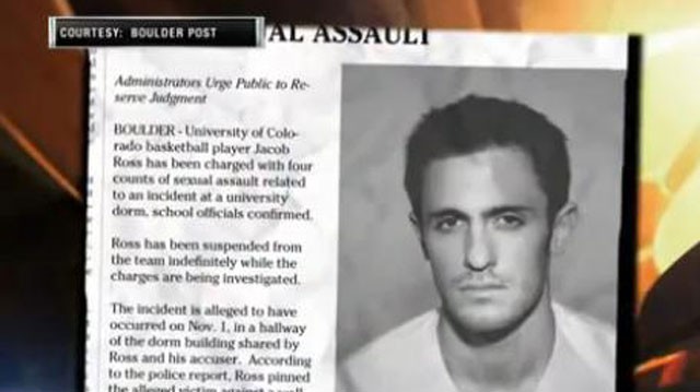 PHOTO: Screenshot from The Onion SportsDome's report on a college basketball player's rape case.