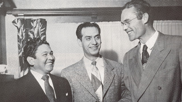 PHOTO: Fred Ross Sr. with Ed Roybal (center) and Sal Rivas, 1951.