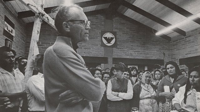 PHOTO: Fred Ross Sr. at mass during Cesar Chavez's fast, April 1968.