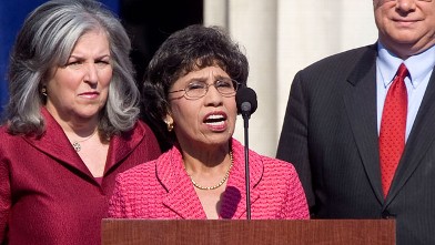 Linda Chavez-Thompson (center) at the 2008 Democratic National Convention (DNC) in Denver, Colorado.