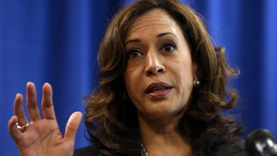 California Attorney General Kamala Harris speaks to reporters in July 2012 in San Francisco,.