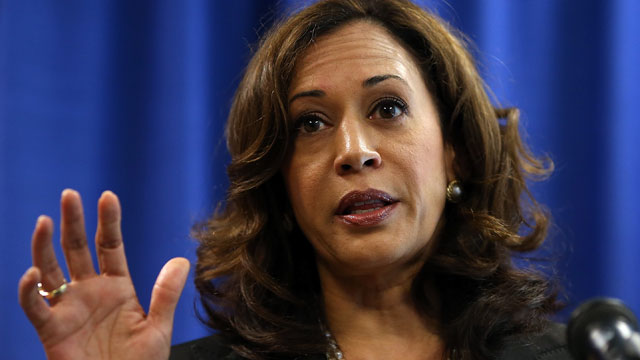 California Attorney General Kamala Harris speaks to reporters in July 2012 in San Francisco,.