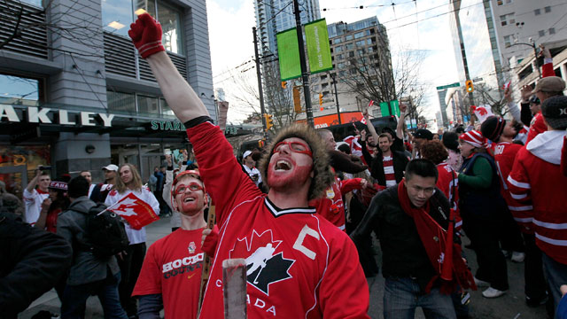 PHOTO: A Canadian hockey fan celebrates victory over the U.S. in the 2010 Olympics.