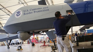 PHOTO: Predator drone operated by U.S. Office of Air and Marine (OAM), before its surveillance flight near the Mexican border.