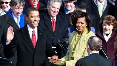 PHOTO: Barack H. Obama is sworn in by Chief Justice John Roberts