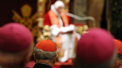 PHOTO: Here, the Pope is shown receiving the Roman Curia.