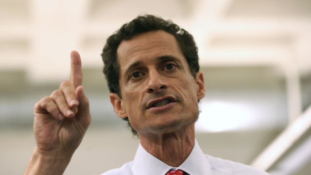 Anthony Weiner, a leading candidate for New York City mayor, answers questions during a press conference on July 23, 2013 in New York City.