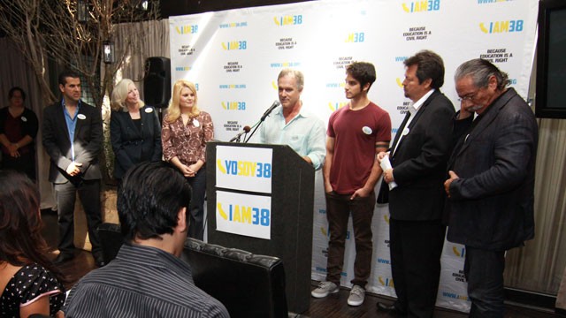 PHOTO:&nbsp;LOS ANGELES, CA - SEPTEMBER 26: I AM 38 Press Conference with Edward James Olmos, Molly Munger, Melissa Revuelta, Tyler Posey, John Posey, Rick Najera and Marco Antonio Regil held at BESO Restaurant on September 26, 2012 in Los Angeles, California