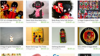 Golliwog memorabilia on Etsy.
