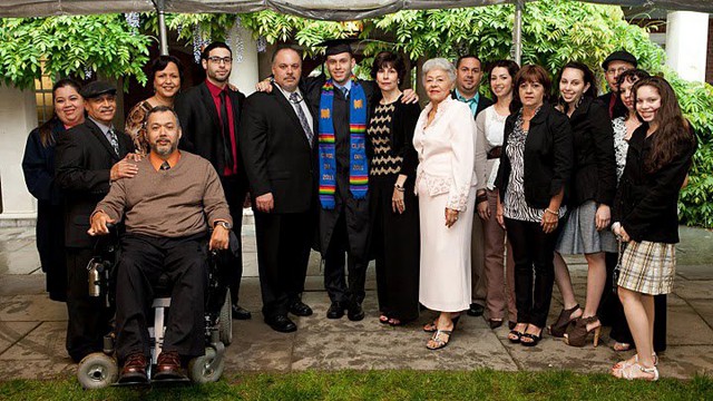 PHOTO: Jorge Castillo (center) credits his family for his enrollment at Yale University.