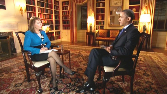 Maria Elena Salinas talks to President Obama after his Las Vegas announcement on immigration reform.