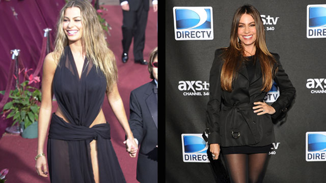 PHOTO: Sofia Vergara at Premio Lo Nuestro in 2000 and at the DirecTV Super Saturday Night party on Feb. 2, 2013.
