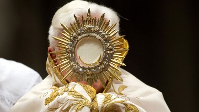 PHOTO: Pope Benedict XVI prays during the Vesper ceremony in the St Peter's basilica at Vatican on February 2, 2010.