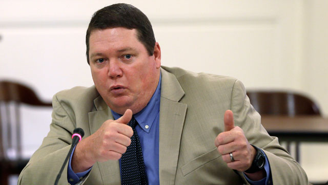PHOTO: Sen. Bryan King, R-Green Forest, speaks at the Arkansas state Capitol in Little Rock, Ark., Thursday, March 28, 2013.