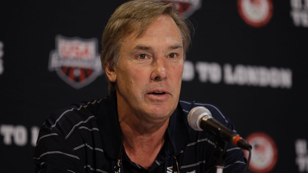 PHOTO: USA Swimming executive director Chuck Wielgus speaks during a news conference at the U.S. Olympic swimming trials, in this June 24, 2012, file photo in Omaha, Neb.