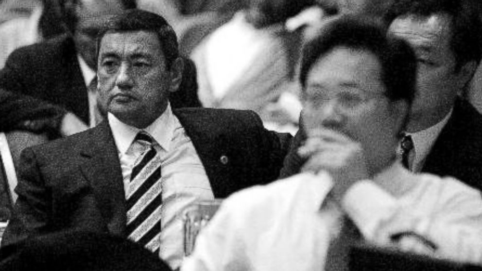 PHOTO: Uzbekistan delegate Gafur Rakhimov, left, during a sports congress in Ankara, Turley, November 1998. 