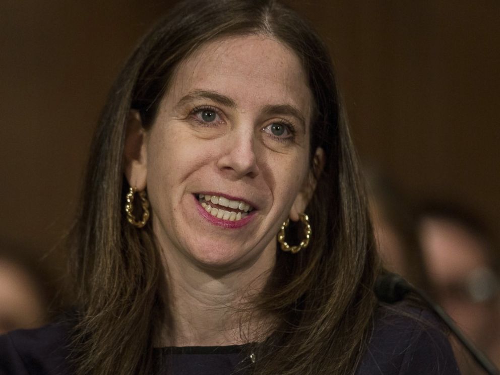 PHOTO: Sigal Mandelker, U.S. Treasury under secretary of terrorism and financial crimes nominee for U.S. President Donald Trump, speaks during a Senate Banking confirmation hearing in Washington, D.C., May 16, 2017.