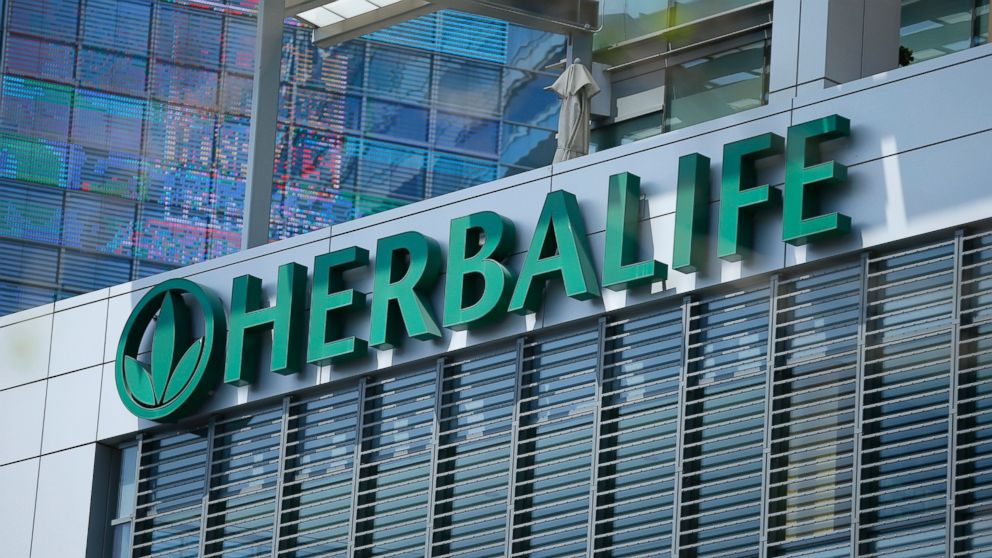 PHOTO: The Herbalife logo is seen on a building housing some of their offices in Los Angeles