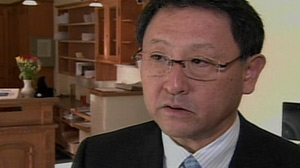 Akio Toyoda, Toyota?s president and CEO apologized to his customers for causing them so much worry in a brief interview with the Japanese network NHK as he left his hotel in Davos, Switzerland.