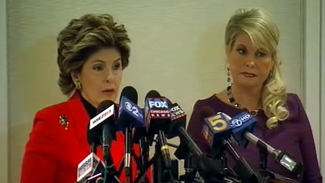 PHOTO: Attorney Gloria Allred and Sharon Bialek, the woman who says she is a victim of Herman Cains harassment, speak at a press conference at in Chicago, Dec. 5, 2011.